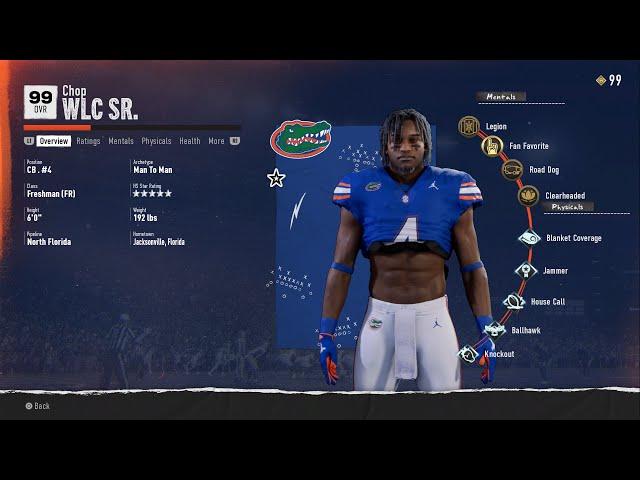 Freshman Florida Gator RTG CB1 | 3 Late Season Practice, School & Games (Live) College Football 25