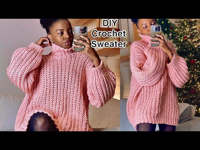 How To Crochet An Easy Ribbed Chunky  Sweater / Knit Stitch #crochet #häkeln