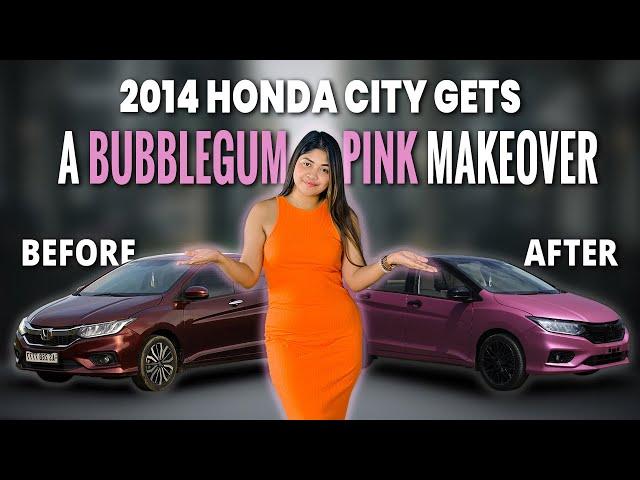 10 years old Honda City wrapped in Bubble Gum Pink Colour |@car_squad_india_csi|