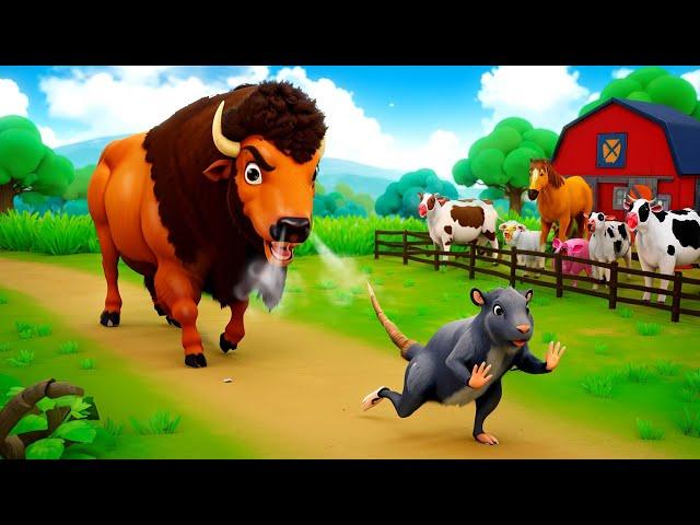 Angry Bison vs Crazy Rat and Gorilla Comedy Adventures | 3D Animated Funny Animal Videos 2024