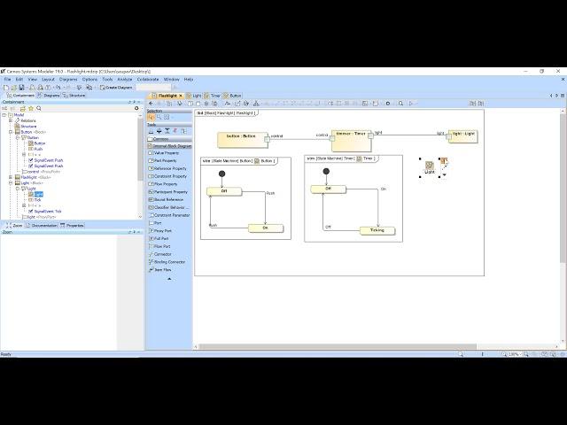 Executable Flashlight Sample in SysML from the Begining to End