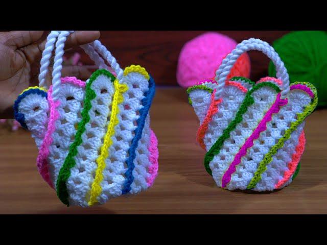 How to crochet a cute bag #woolen side bag new design #crossbody bag