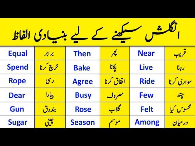 30 Vocabulary words | spoken english | English to urdu learning | english to urdu vocabulary