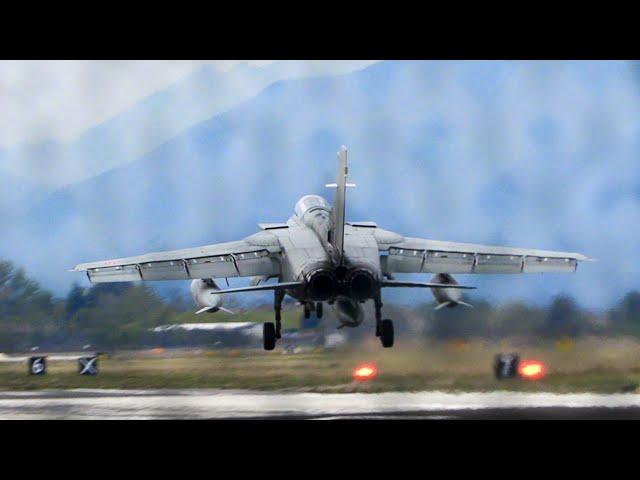 Wake Turbulence Ghostly Sound & Invisible Vortices from two Panavia PA-200 Tornado landing!