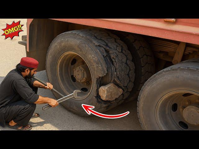 Live Truck Tyre Burst Repair | Roadside Emergency by Expert Mechanic