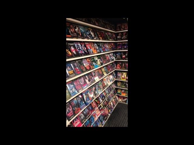 A VHS video store built in a home basement