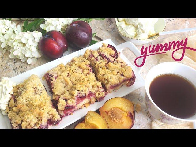 German Plum Cake - Pflaumenkuchen - Zwetschgendatschi with Streusel