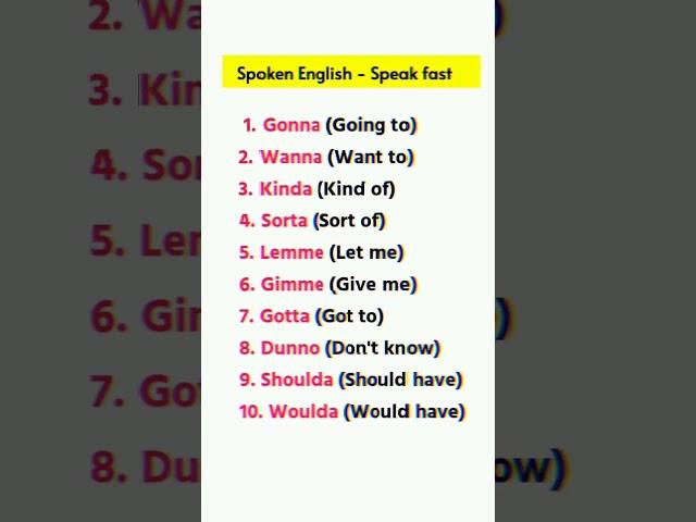 Spoken English Speak Fast #spokenenglish #englishspeaking #viralvideo #englishgrammar #shorts