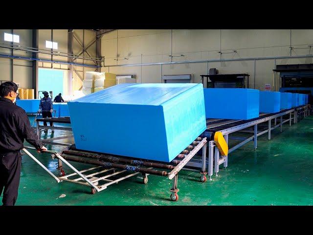 Amazing! Memory foam mattress mass production process.