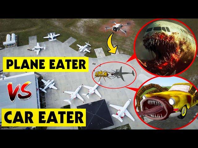 DRONE CATCHES CAR EATER VS PLANE EATER FIGHT IN REAL LIFE!!