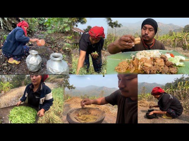 Me and wife cooking and eating Organic and delicious food || making pumpkin seeds chutney.