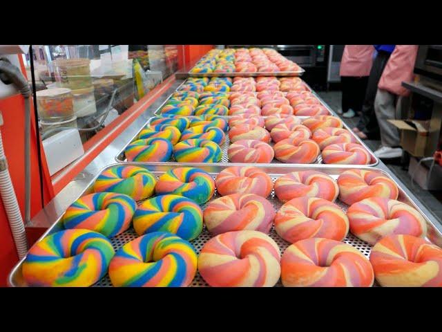 old out if you make it! Colorful rainbow bagels! / korean street food