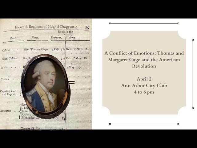 A Conflict of Emotions: Thomas and Margaret Gage and the American Revolution