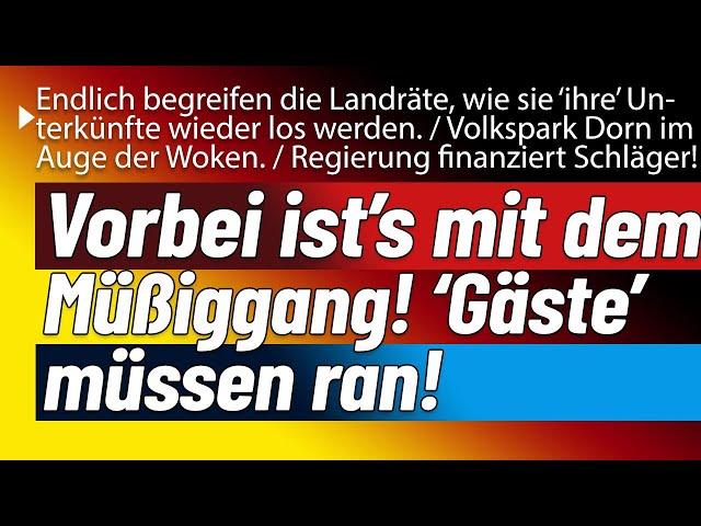 Mit einem mal sehen sich 'Gäste' an Müßiggang statt mit einer Schaufel konfrontiert im Garten stehen