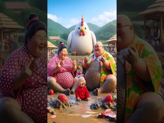 Evolution of cat:Sumo wrestler & woman sitting on dirty road with chicken #cat#cute#love#shorts