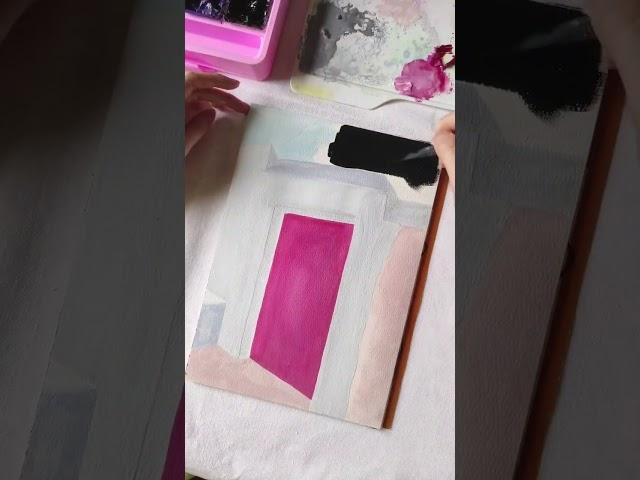 What a pretty traditional pinky Greek House #shortvideo #art #gouache #doors #pink #santorini