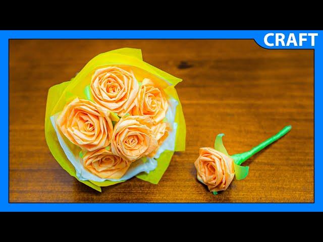 Easy DIY Rose Bouquet | Tissue Paper | Crepe Paper | Flower Crafts