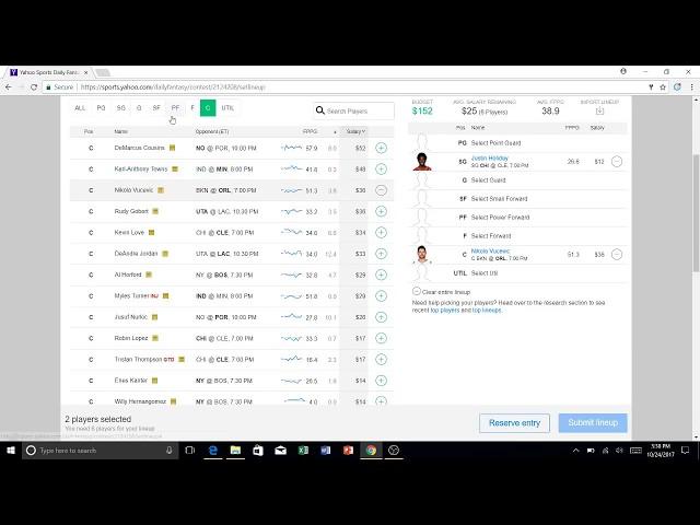 NBA Yahoo Daily Fantasy Tips - 10/24