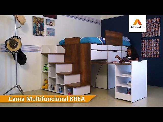 Maderkit - Mueble Multifuncional KREA Cama + Closet + Escritorio Extensible