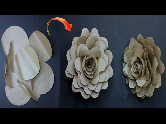 Cardboard Paper Rose Craft/Waste Material Craft Ideas/Handmade Ideas/Diy Rose Paper Flower