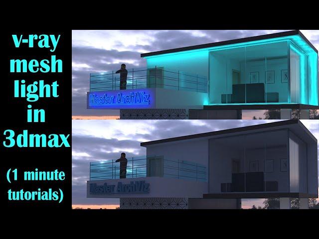 Vray Light In 3ds Max In 1 Minute | How To Use V-ray 5 Mesh Light In Different Ways