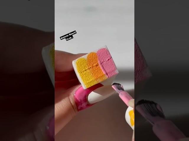 New Sponge Nail Paint Hack With Three Layers || #shorts #trending #nailart #sponge #hack