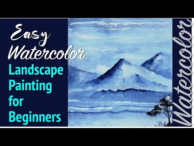 Easy Blue Mountain Watercolor Painting I  Beginners watercolor painting tutorial step by step