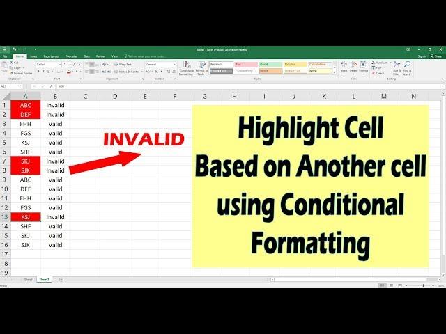 Excel Conditional Formatting based on Another Cell | Highlight Cells