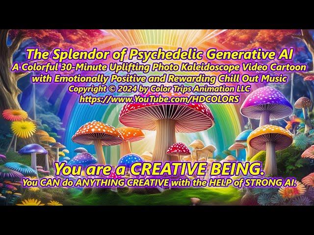 30-Minute Super Colorful Psychedelic Kaleidoscope Video w/Uplifting & Happy Ambient Chill Out Music