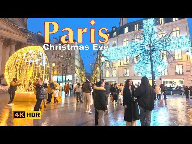 Paris, France - Paris Christmas Eve Walking tour | Paris Christmas 2024 | Paris 4K