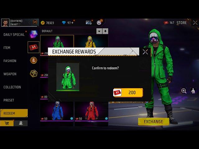 FF TOKEN  STORE UPDATE  GREEN CRIMINAL ️ FREE FIRE