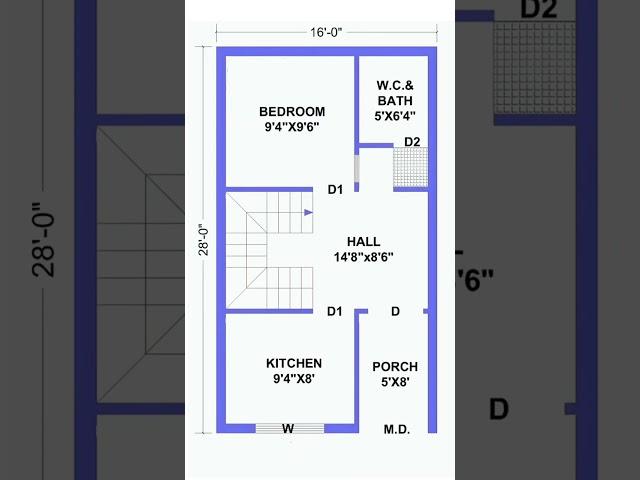 1bhk house plan | 16x28 small house plan #housedesign #houseplans #homeplan #smallhousedesign #1bhk