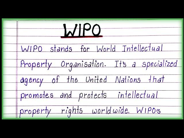 About World Intellectual Property Organization [WIPO]