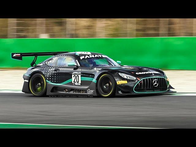 Mercedes AMG GT3 Evo 2020 in action at Monza Circuit: Accelerations, Fly Bys & Great V8 Sound!