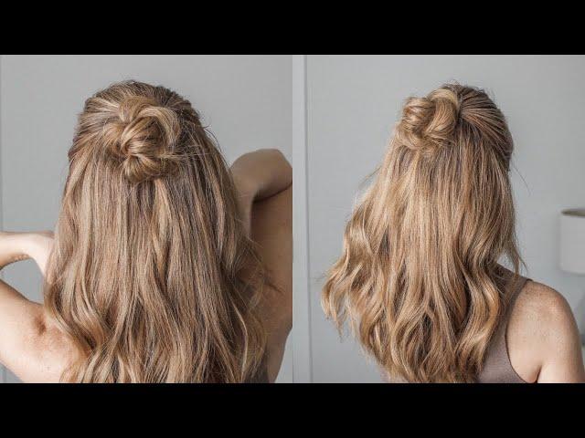 Simple + Easy Half Updo | Easy Hairstyles for Medium Long Hair