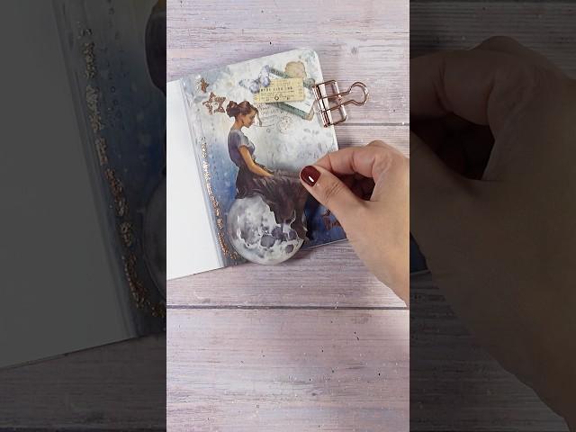 mini art journal - girl on moon