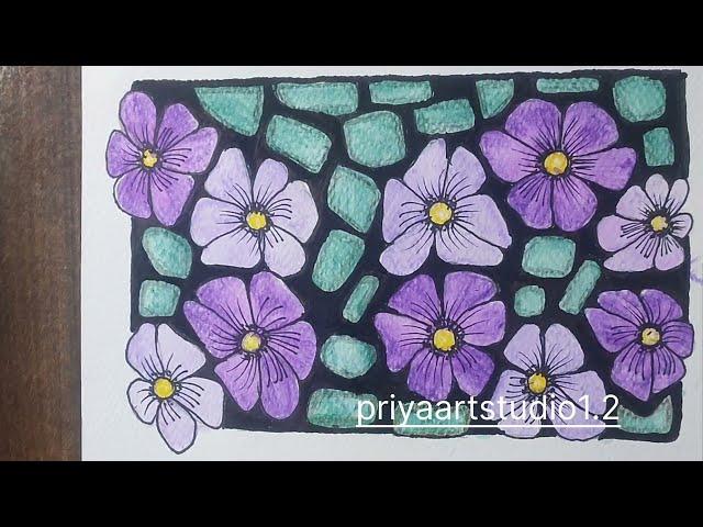 3D Zentangle art l easy way to draw Zentangle l Zentangle tutorial l watercolour flower