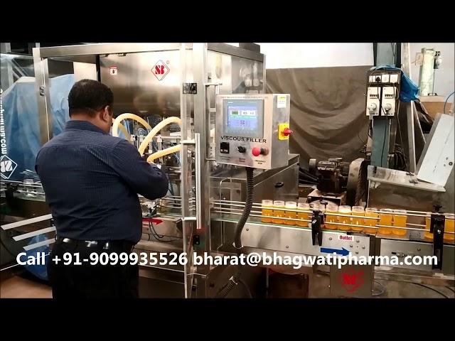 Four Head Viscous Ghee Filling and Ghee Pet Jar Capping Machine