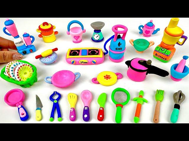 Amazing technique make kitchen set with polymer clay | Miniature clay kitchen set |  Dolliyon