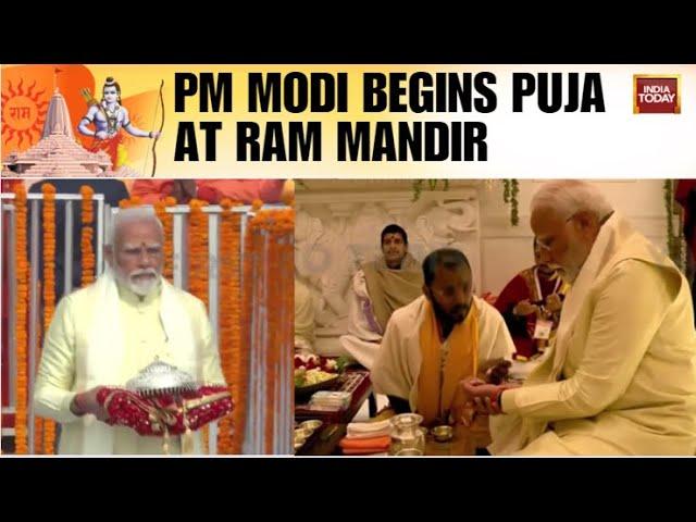 PM Modi Begins His Grand Puja At Ram Mandir At Ayodhya | Ram Mandir Inauguration