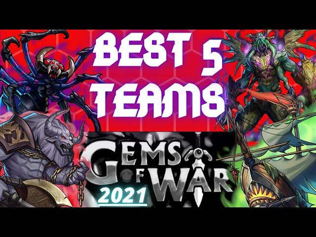 THE BEST 5 TEAMS IN Gems of War 2021 | Gems of War best 5 teams in the game Lee Diesel puppet master