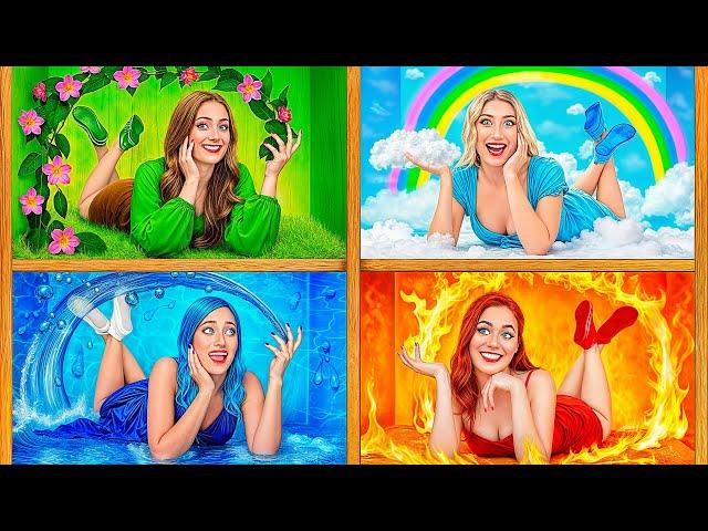 Fire Girl, Water Girl, Air Girl and Earth Girl | Four Elements in Real Life Super Hyper DO