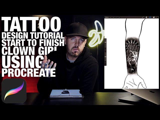 How to DESIGN a TATTOO from start to finish using PROCREATE! Chicano CLOWN girl tutorial!