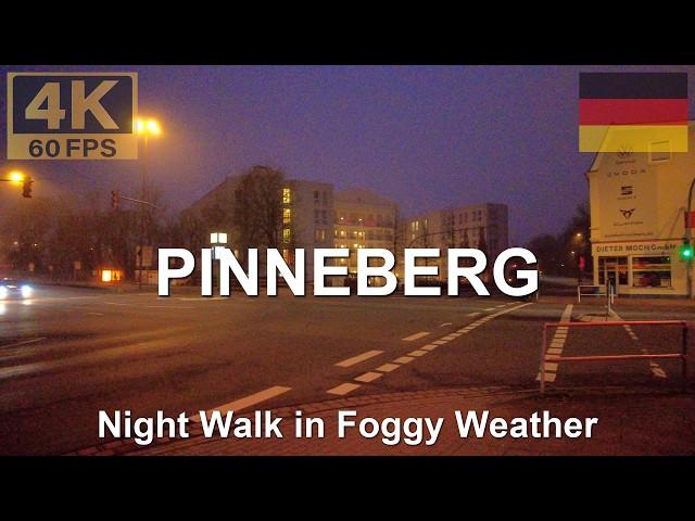 PINNEBERG, Germany  in 4K | 2025 | Foggy Winter Night in Northern German Small Town