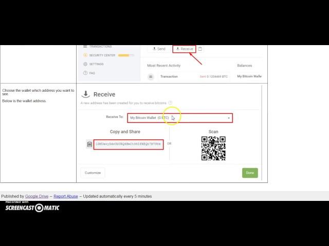 How to find your bitcoin wallet address on Blockchain.info?