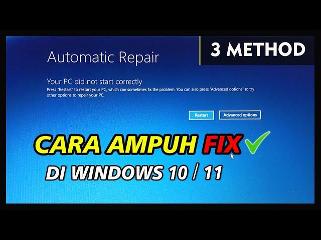 Cara Ampuh Memperbaiki Your PC did not start correctly di Windows 10/11