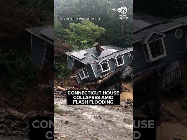 House collapses in Oxford, Connecticut after torrential rain #flooding #weather #connecticut #news