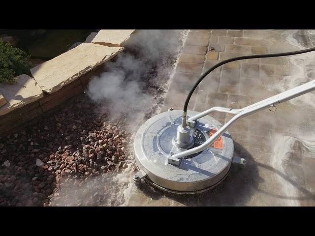 Removing old sealer from pavers with a Surface Cleaner.