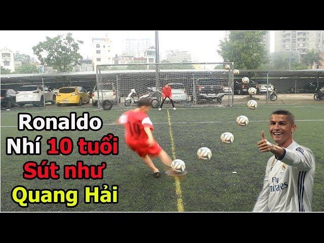 Thử thách bóng đá sút Vô lê như Ronaldo với Quang Hải Nhí U23 Việt Nam tương lai