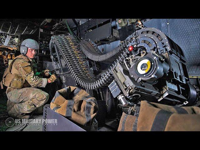 AC-130J Ghostrider Gunship in Action - Firing All Its Cannons